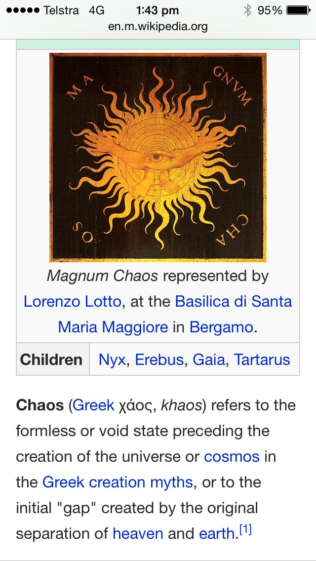 chaos the void from whence all came in greek mythology