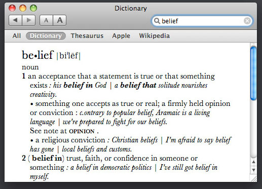 beleif to be convinced of something regardless of evidence